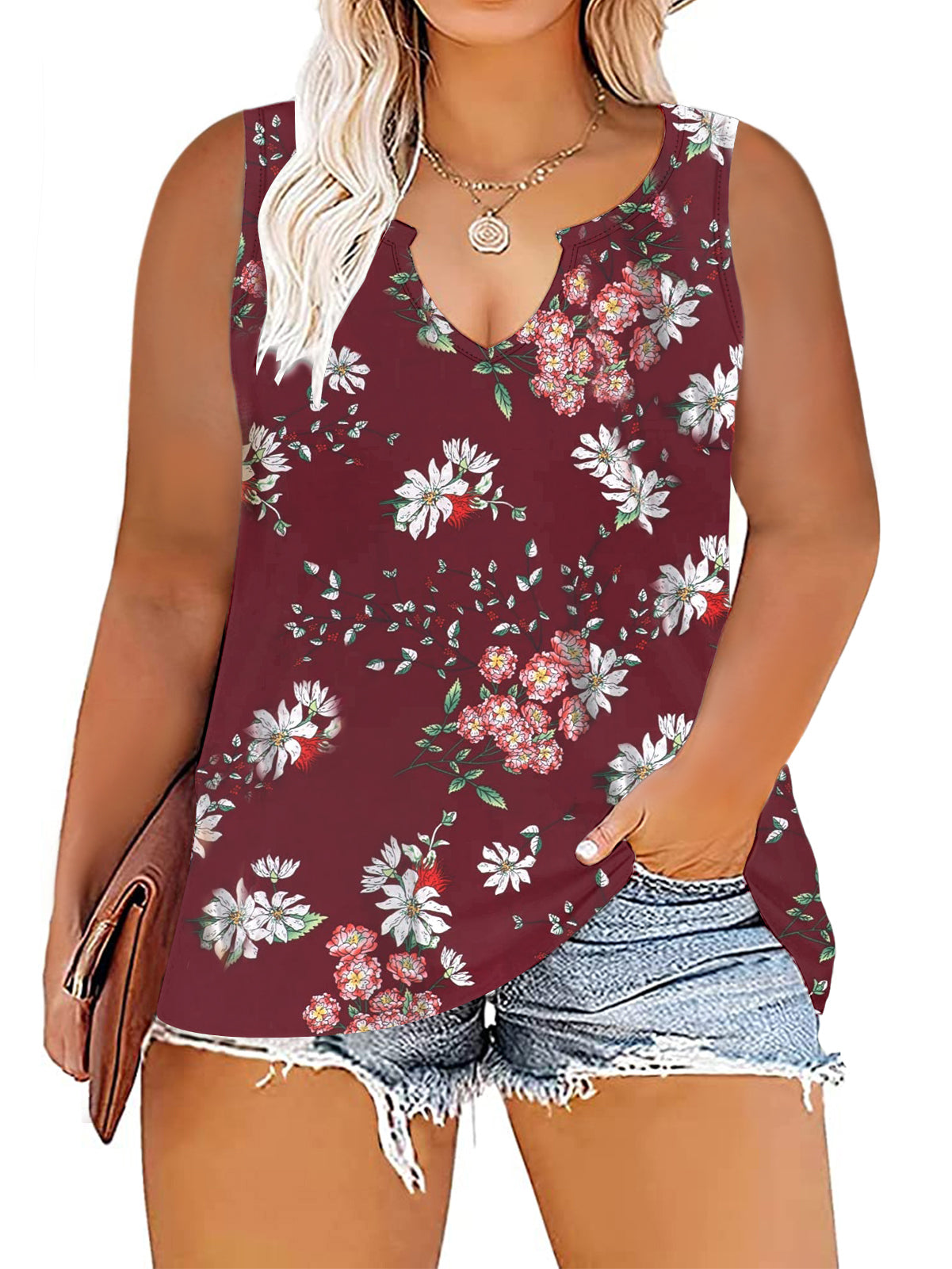 VISLILY Women's-Plus-Size-Tank-Tops Sleeveless Summer V Neck T Shirts Casual Loose Tunics Tee XL-5XL