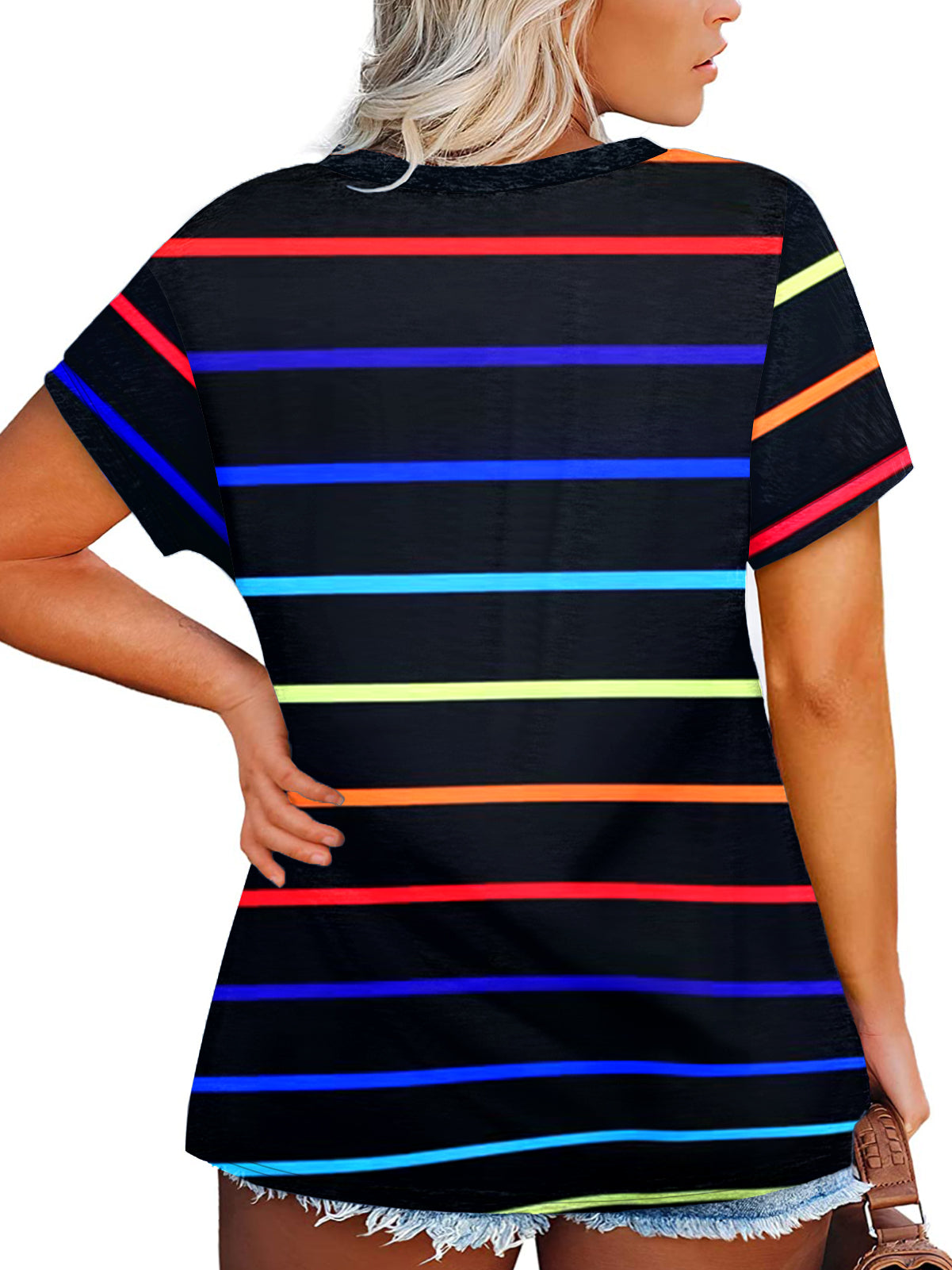 VISLILY Womens-Plus-Size-Tops Notch V Neck Summer T Shirts Short Sleev –  vislilyplus